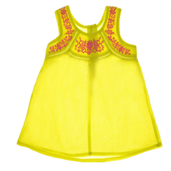 Памучен комплект за бебе за момиче жълт Benetton 131784 2