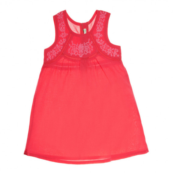 Памучен рокля за бебе, червена Benetton 131793 