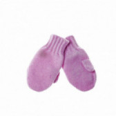 Плетени вълнени ръкавици, розови Benetton 132287 