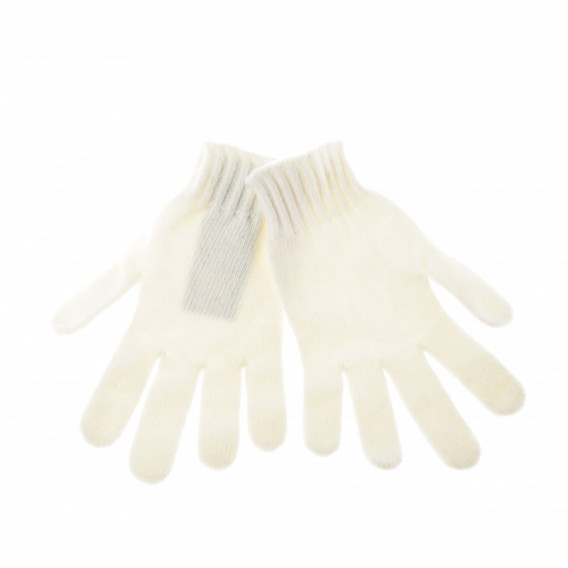 Плетени вълненеи ръкавици бели Benetton 132301 