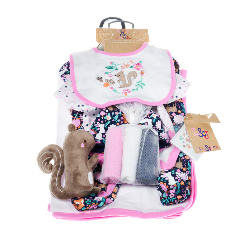 Комплект за бебе момиче от 10 части с катеричка  13307