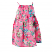 Памучна рокля с флорален принт за момиче розова Benetton 136632 