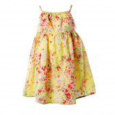 Памучна рокля с флорален принт за момиче жълта Benetton 136635 2