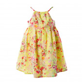 Памучна рокля с флорален принт за момиче жълта Benetton 136636 4