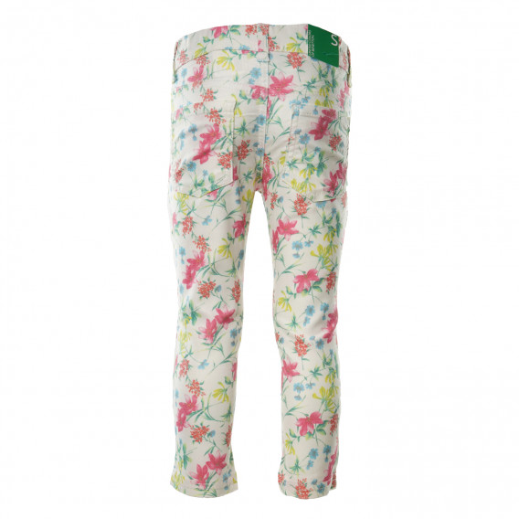 Панталони за момиче бели с флорален принт Benetton 136661 2