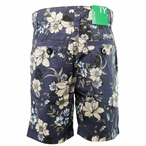 Памучни къси панталони за момче сини с флорален принт Benetton 136796 2