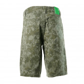 Памучни къси панталони за момче зелени с флорален принт Benetton 136799 2
