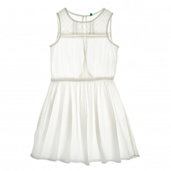 Памучна рокля без ръкави за момиче бяла Benetton 136812 