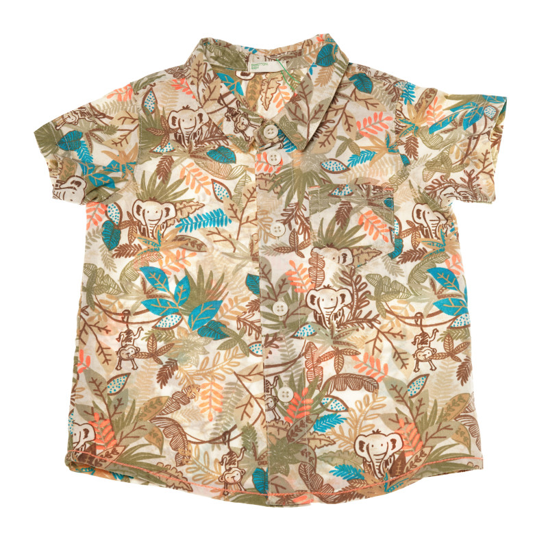 Памучна риза за бебе с флорален принт  136862