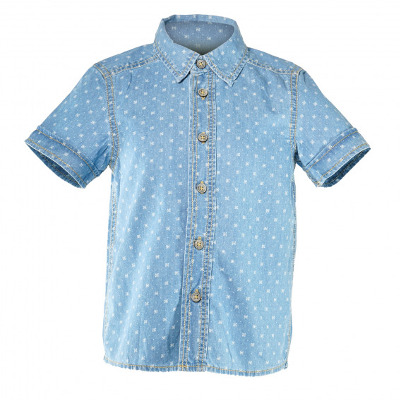 Памучна риза с къс ръкав за момче синя Benetton 136891 