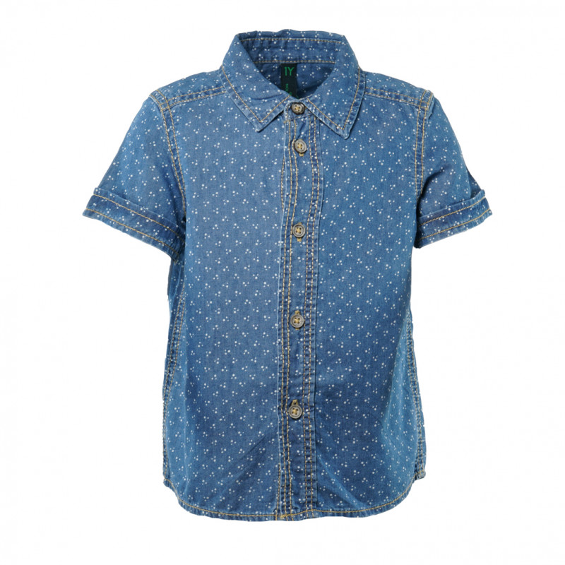 Памучна риза с къс ръкав за момче синя  136894
