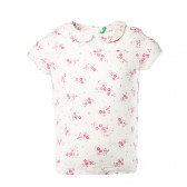 Памучна риза за момиче бяла с флорален принт Benetton 136917 10