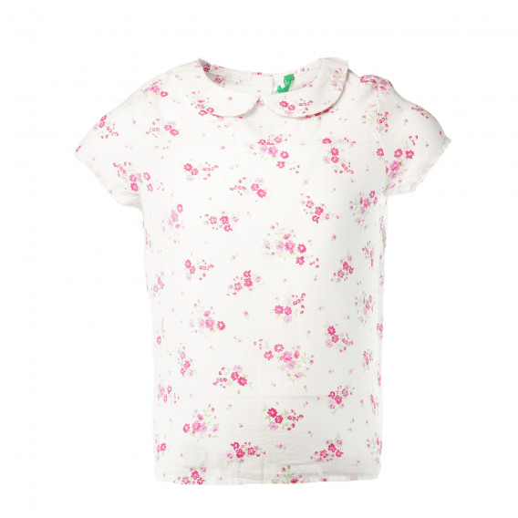 Памучна риза за момиче бяла с флорален принт Benetton 136917 10