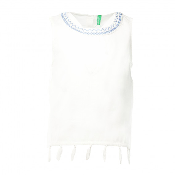 Памучна блуза без ръкав за момиче бяла Benetton 136935 