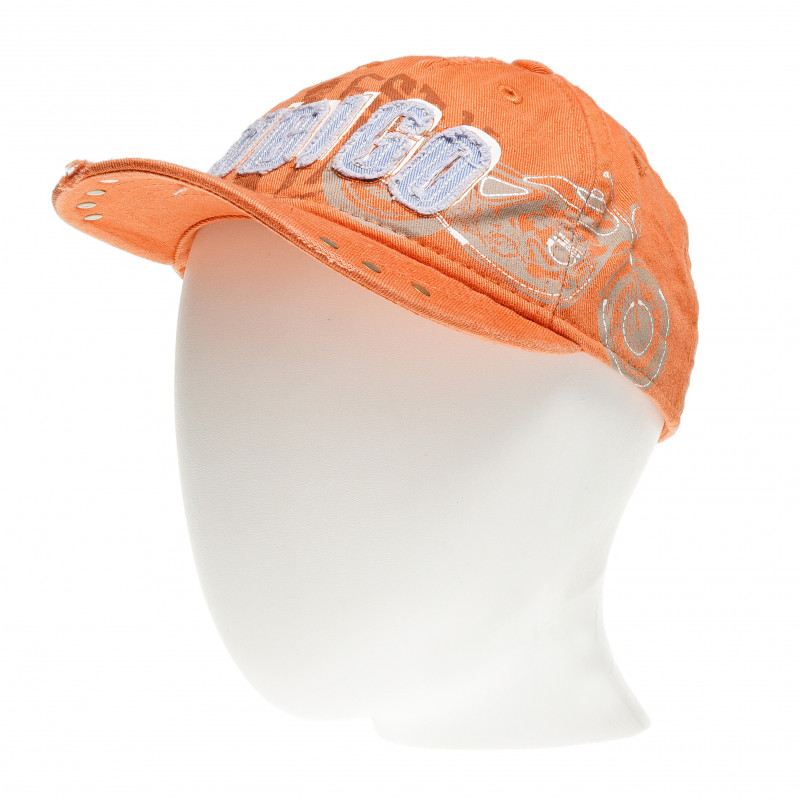 Памучна шапка с козирка за момче оранжева  136993
