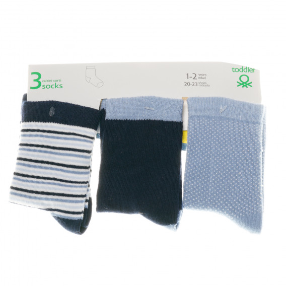 Комплект от три чифта чорапи за момче, сини Benetton 137113 
