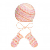 Комплект шапка и ръкавици за бебе за момиче розови Benetton 138368 