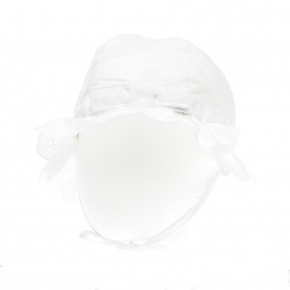 Памучна шапка за бебе за момиче бяла Benetton 138382 