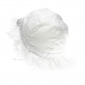Памучна шапка за бебе за момиче бяла Benetton 138383 2
