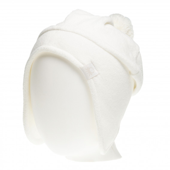 поларена шапка унисекс с емблема на марката, бяла Benetton 138424 