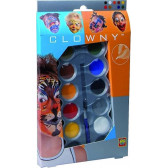 Комплект бои за лице, 10 цвята в по-тъмни цветове, четка и пластмасова палитра SES 13858 