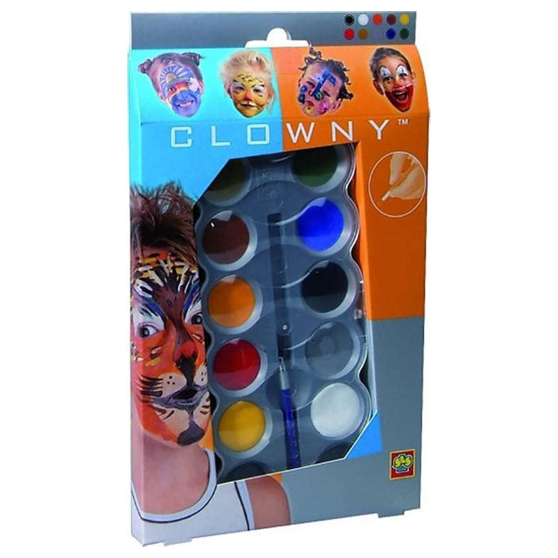 Комплект бои за лице, 10 цвята в по-тъмни цветове, четка и пластмасова палитра  13858