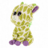 Плюшен жираф с брокатени очи и дрънкалка - зелен, 18 см Amek toys 143131 2