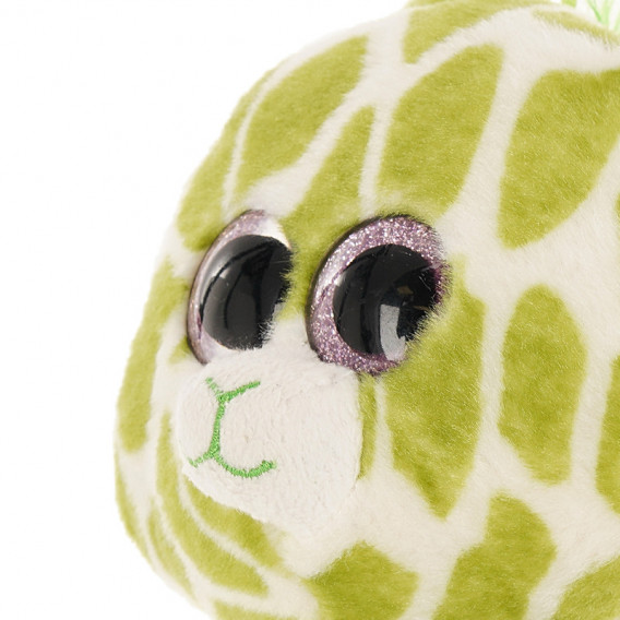 Плюшен жираф с брокатени очи и дрънкалка - зелен, 18 см Amek toys 143132 3