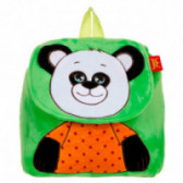 Плюшена раница 34х 40 см - зелена с панда Amek toys 143133 