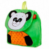Плюшена раница 34х 40 см - зелена с панда Amek toys 143134 2