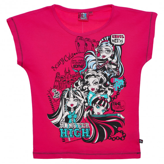 Памучна блуза с права кройка за момиче, розова Monster High 143879 