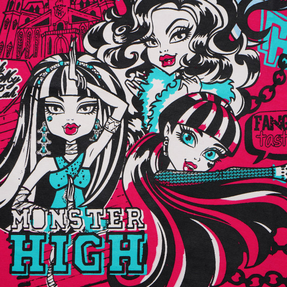 Памучна блуза с права кройка за момиче, розова Monster High 143880 2