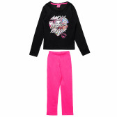 Памучен комплект от блуза и панталон в черно и ровово за момиче Monster High 143950 