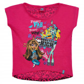Блуза с къс ръкав, асиметрична за момиче, розова Monster High 144096 