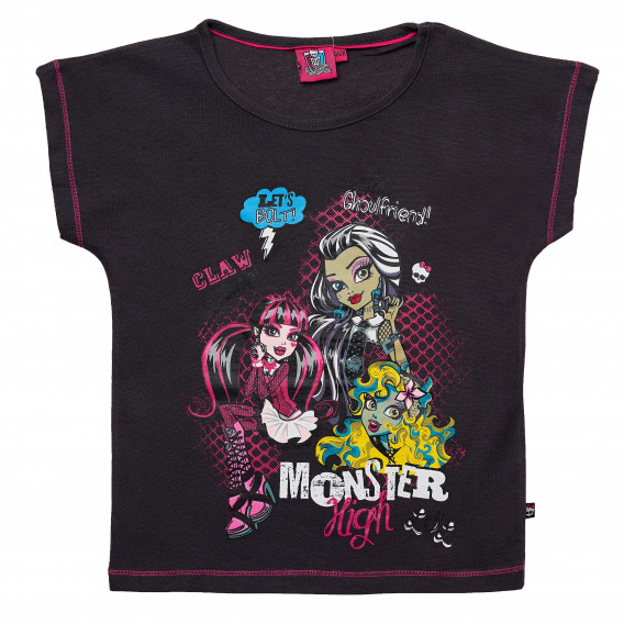 Памучна блуза с розови шевове за момиче Monster High 144106 