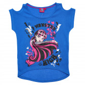 Памучна блуза с изрязани ръкави за момиче, синя Monster High 144207 