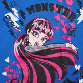 Памучна блуза с изрязани ръкави за момиче, синя Monster High 144209 2