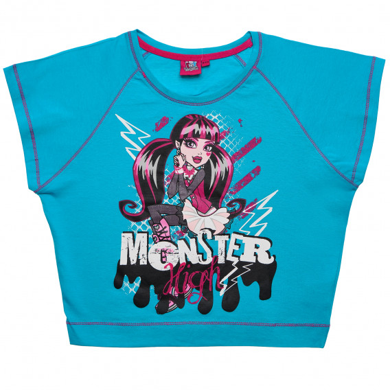 Памучна блуза с декоративни лилави шевовое за момиче Monster High 144215 