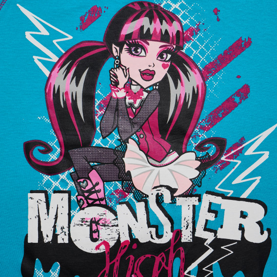 Памучна блуза с декоративни лилави шевовое за момиче Monster High 144217 2