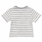 Памучна тениска за бебе в бяло и сиво райе FZ frendz 145914 4