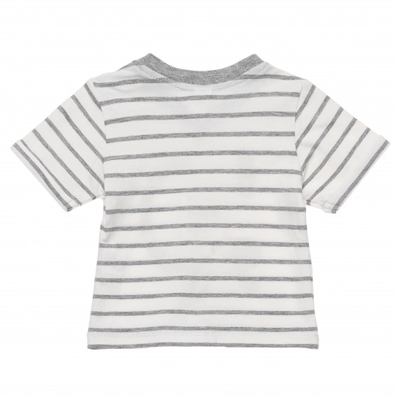 Памучна тениска за бебе в бяло и сиво райе FZ frendz 145914 4