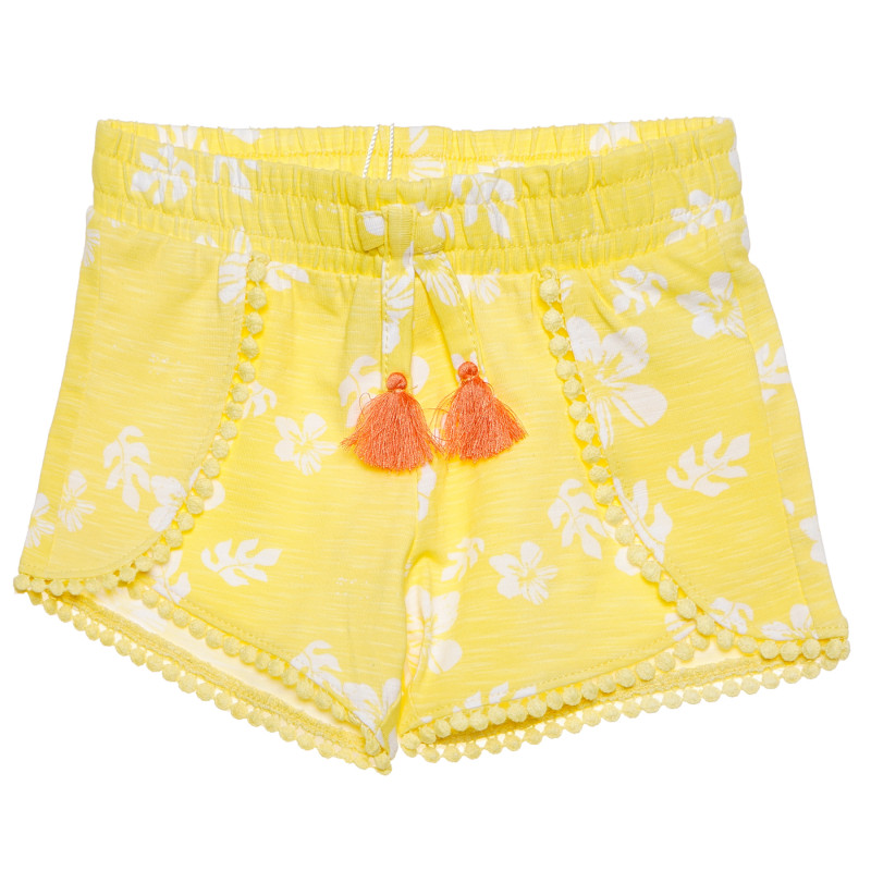 Памучен панталон за бебе за момиче жълт  147380