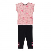 Комплект от блуза с принт и клин в розово и черно за момиче Acar 148212 
