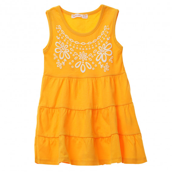 Памучна рокля без ръкави с принт за момиче жълта Acar 148253 