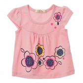 Комплект от блуза с къс ръкав и клин в розово и черно за момиче Acar 148323 2