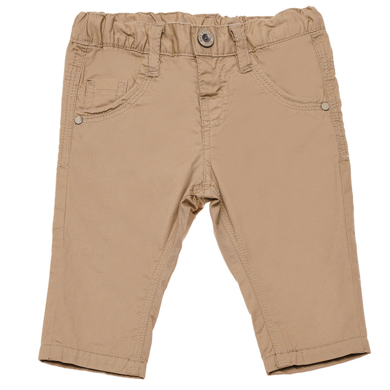 Памучен панталон с ластична талия за бебе за момче бежов  148524