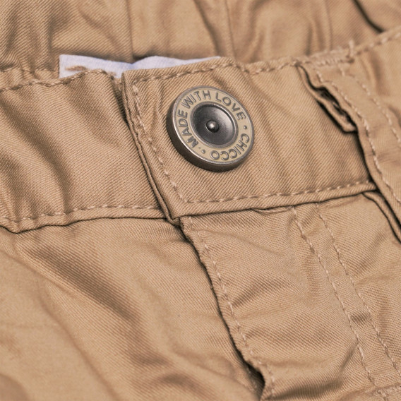 Памучен панталон с ластична талия за бебе за момче бежов Chicco 148526 3