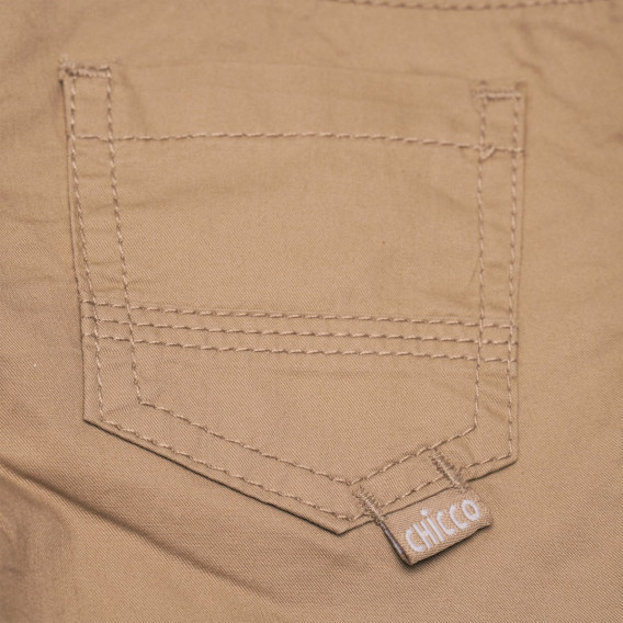 Памучен панталон с ластична талия за бебе за момче бежов Chicco 148527 4