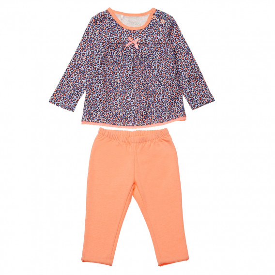 Памучна пижама от две части за бебе за момиче оранжева Chicco 148750 