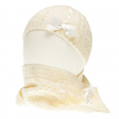Комплект шапка и шал за бебе за момиче бежови Chicco 148838 